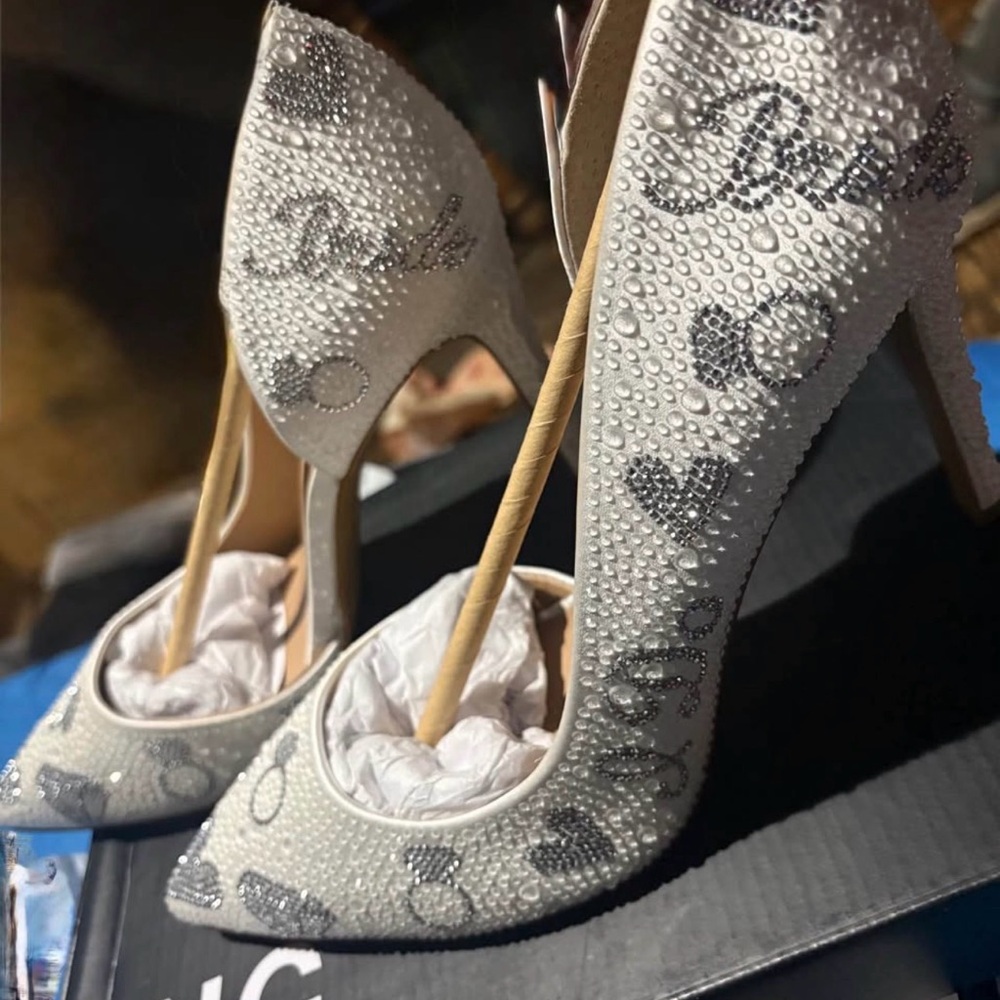 Elegant White and Silver Women's Heels